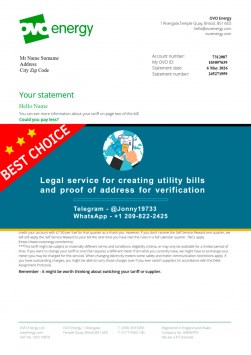 OVO Energy utility bill template UK