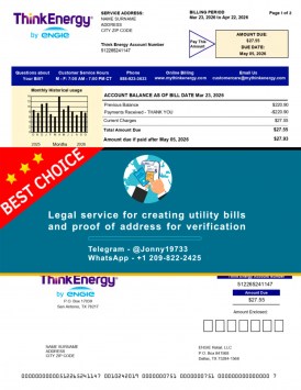 Think Energy utility bill screenshot – Texas electricity example