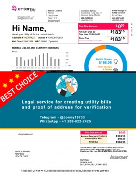 Entergy address confirmation bill – formatted PDF for USA