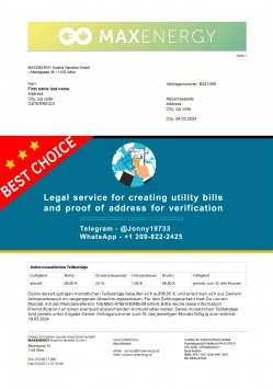 MaxEnergy Austria ÖSTERREICH fake utility bill Sample