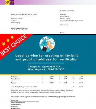 Netherlands Nuon gas utility bill Sample Fake utility bill