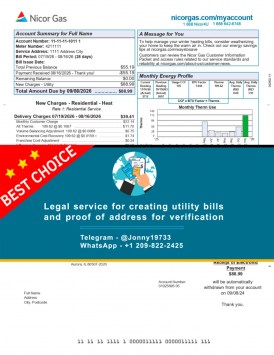 Address-based Nicor Gas bill template by Illinois
