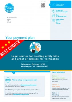 Authentic UK Thames Water bill mockup for water services