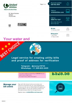 United Utilities invoice for UK address matching