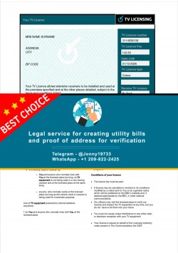 UK template of TV License service utility bill