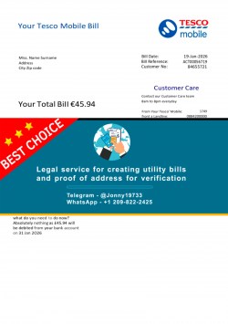 Editable Tesko Phone proof of utility usage – UK PDF