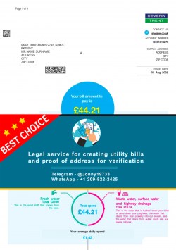 Severn Trent Water customer billing image – water service in UK