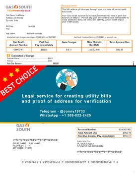 Editable Gas South proof of utility usage – USA PDF
