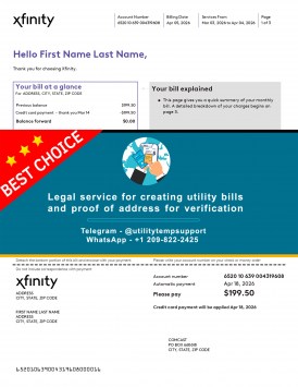 Xfinity Utility bill template