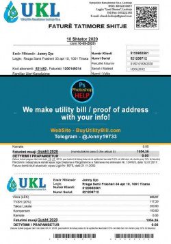UKL Water Albania Utility bill Sample Fake utility bill