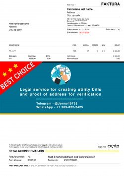 Norway Conta Bill Sample Fake utility bill